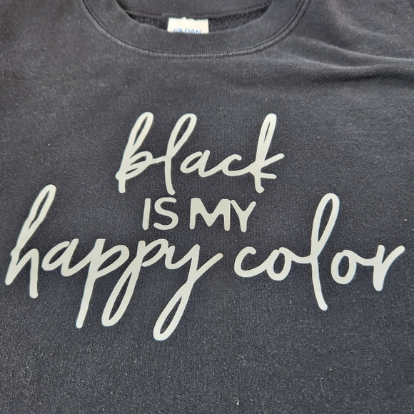 LIKE NEW Black Crewneck Sweatshirt "Black is My Happy Color" Unisex Size M - Picture 5 of 13